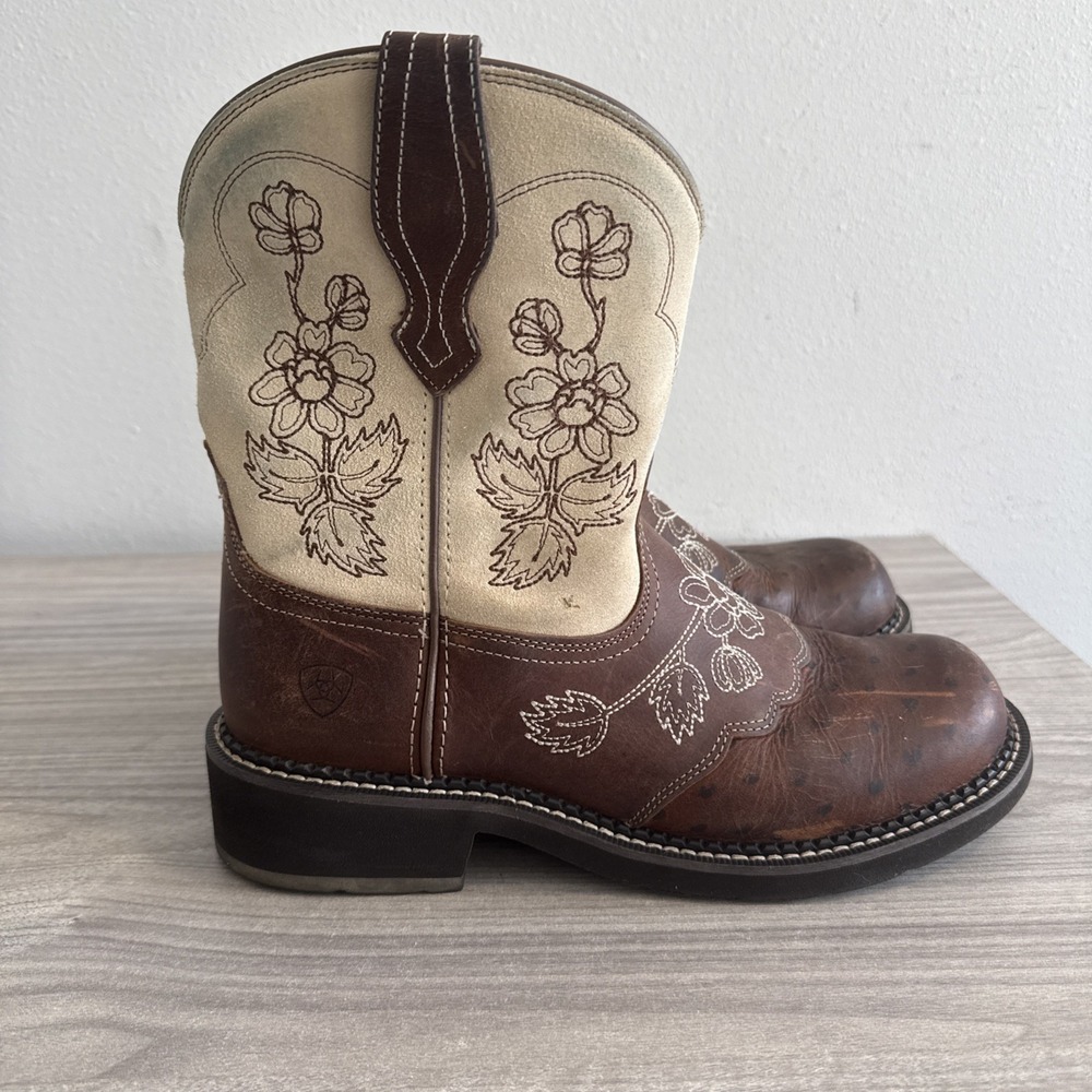 Ariat Fat Baby Heritage Floral Western Boots Women's Sz 10B Tan Brown